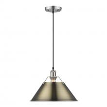  3306-L PW-AB - Orwell 14" Wide Large Pendant in Pewter with Aged Brass